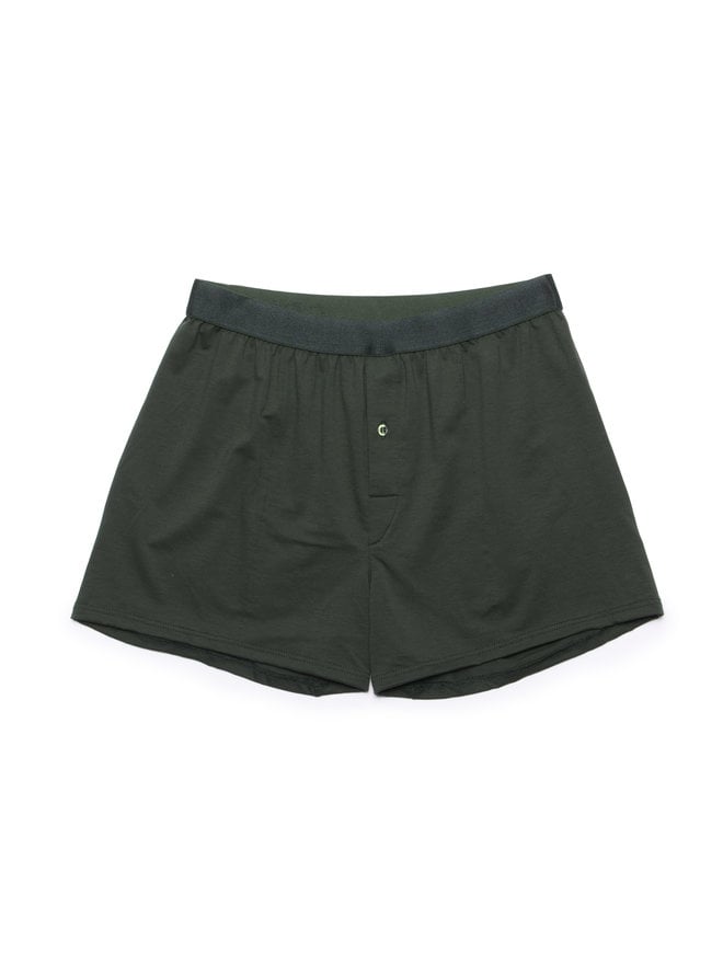 Men's Green Dim Classic modal cotton boxer shorts featuring a black  waistband