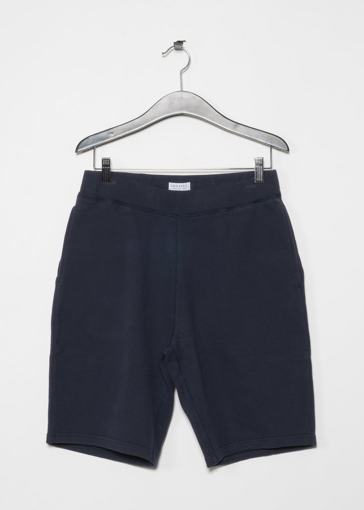Sunspel Navy Cotton Loopback Shorts