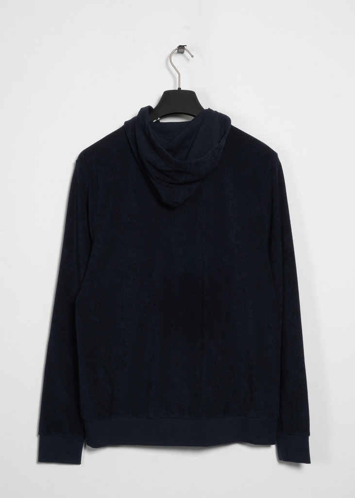 Sunspel Navy Towelling Cotton Zip Hoodie
