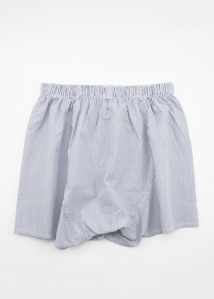 Sunspel White & Blue Pinstripe Boxer Short