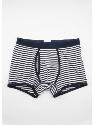Sunspel White and Navy Cotton Trunks