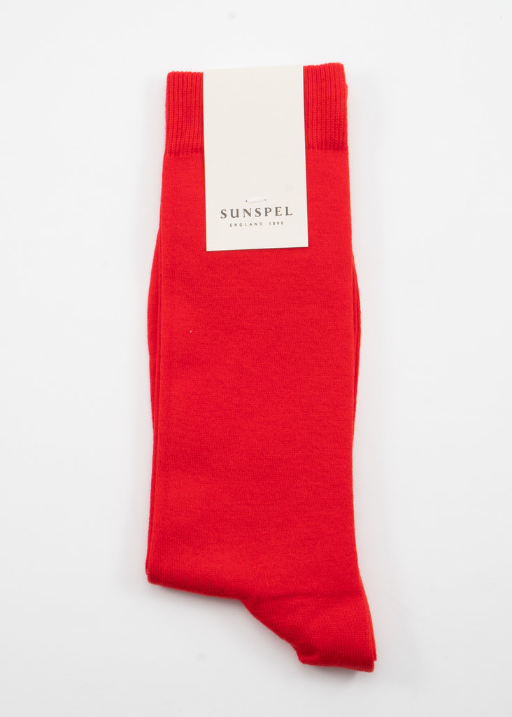 Sunspel Chaussettes longues en Coton Rouge