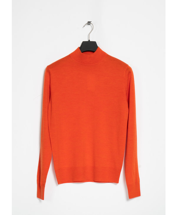 Orange Mock Neck Merino Sweater
