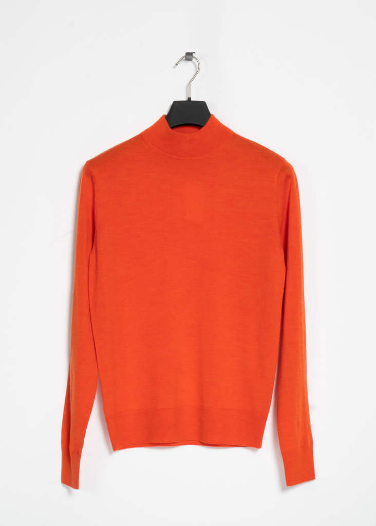 Dries Van Noten Orange Mock Neck Merino Sweater
