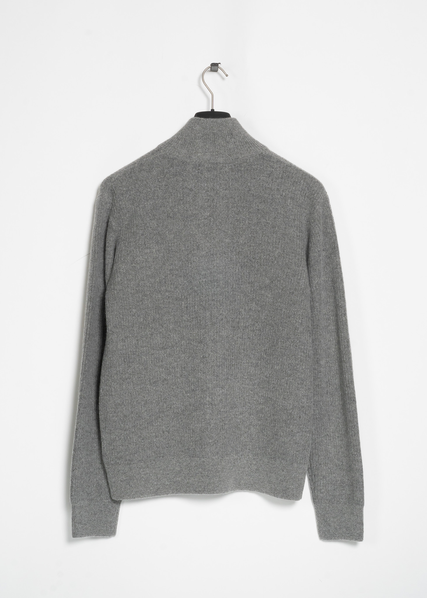 Dries Van Noten: Grey Alpaca Wool Mock Neck Zip Sweater