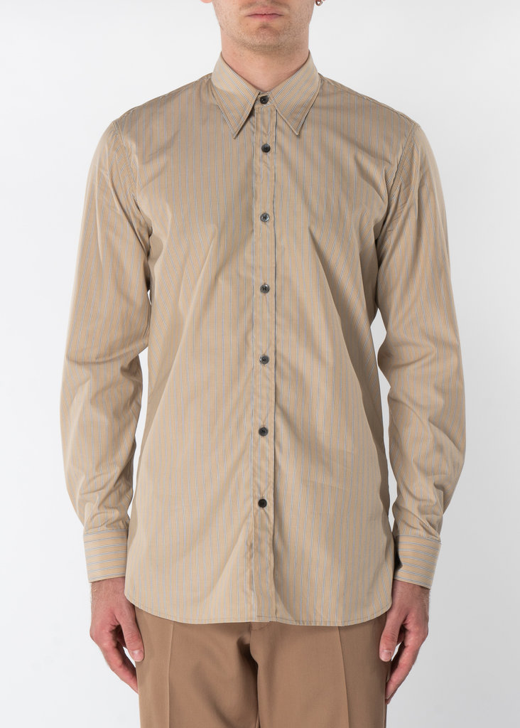 Dries Van Noten Sand Striped Cotton Shirt