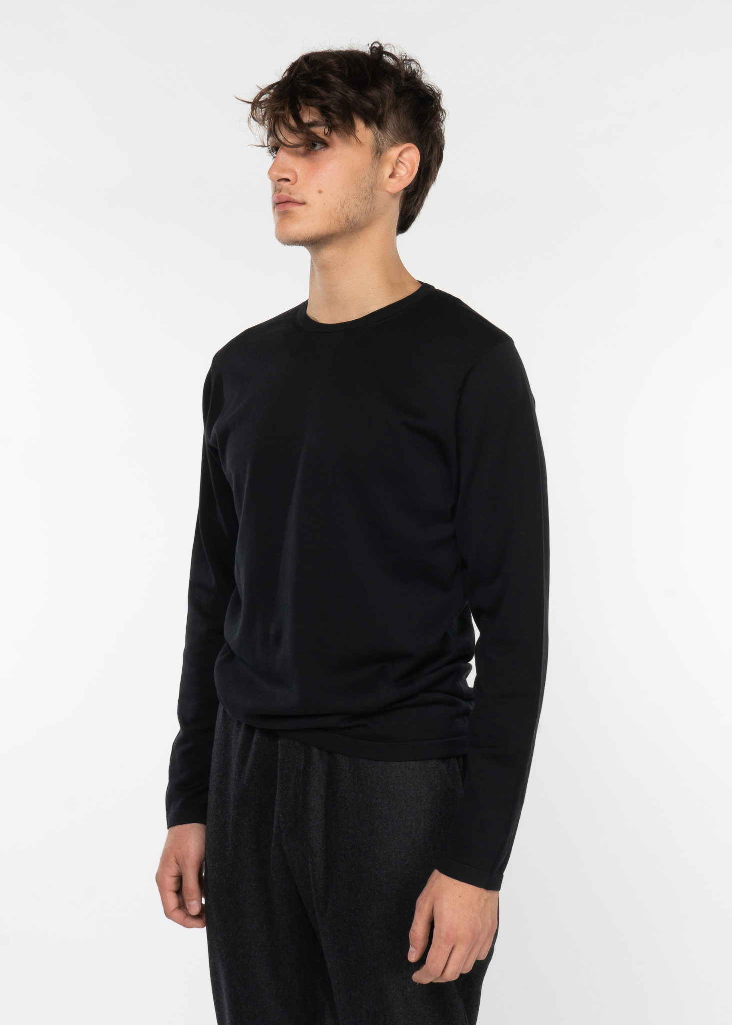 Sunspel: Black Sea Island Cotton Sweater Men's Designer Clothes