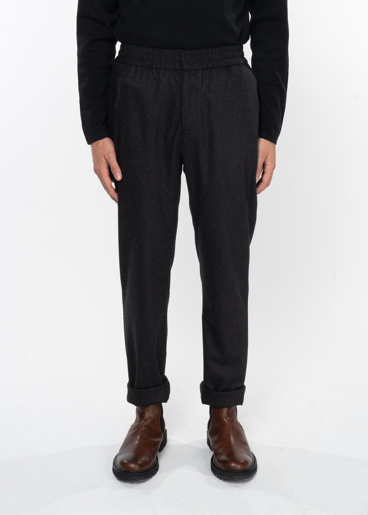 Sunspel Charcoal Wool Cashemere Flannel Drawstring Trousers