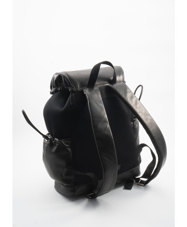 Black Leather & Mesh Backpack