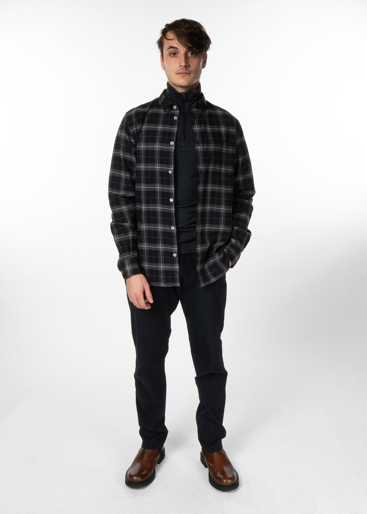 Norse Projects Grey Anton Brushed Flannel Check Shirt