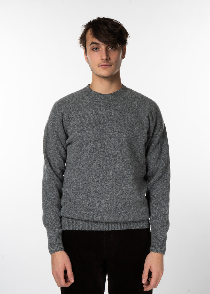 Sunspel Heater Grey Lambswool Crew Neck