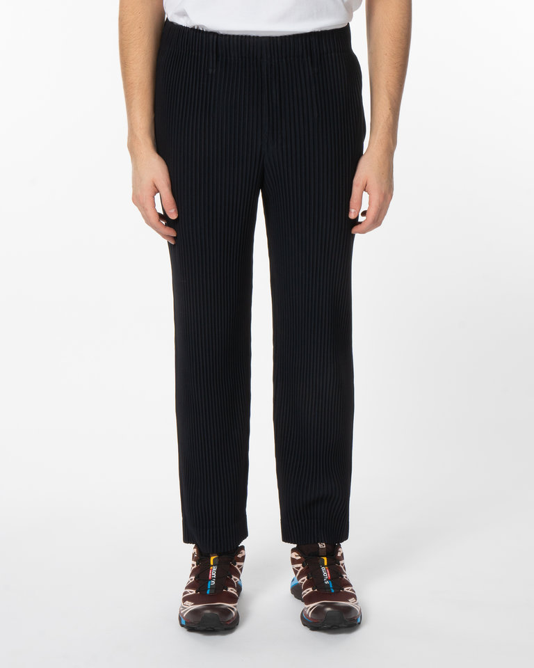 Pantalon Plissé Coupe Droite Marine