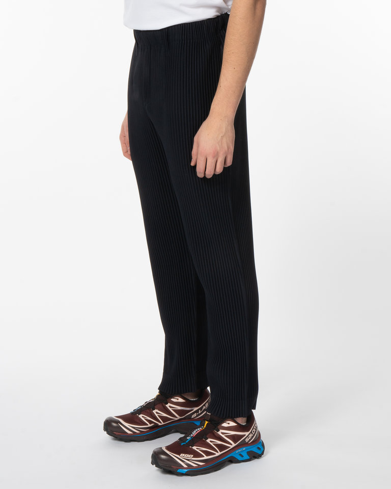 Pantalon Plissé Coupe Droite Marine