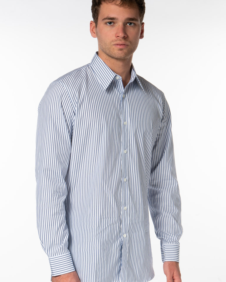 Dries Van Noten Blue Pinstripe Cadogan Shirt