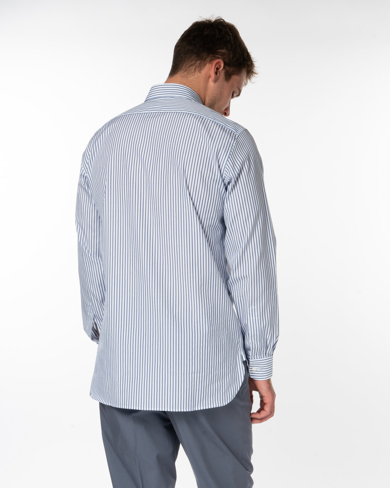 Dries Van Noten Blue Pinstripe Cadogan Shirt