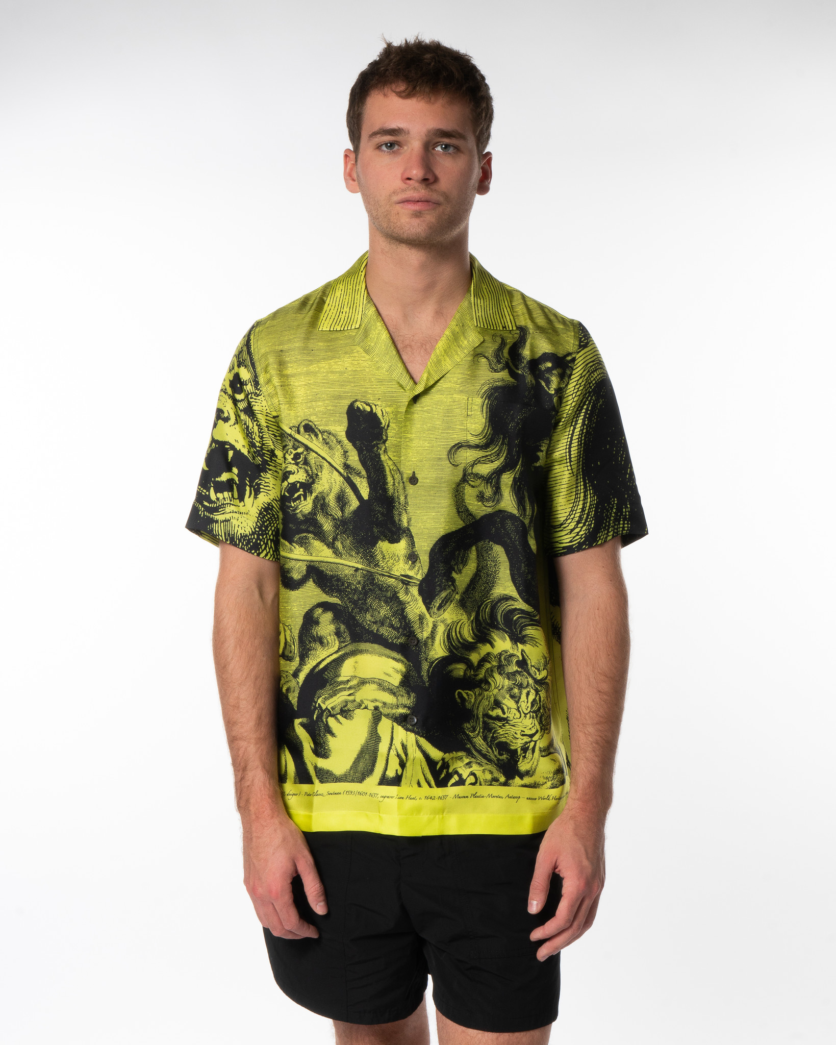 Dries Van Noten: Yellow Graphic Short Sleeve Shirt | Men's ...