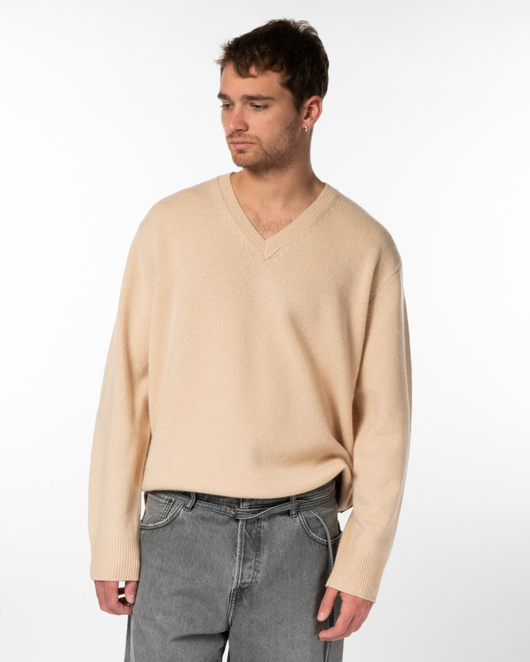 Acne Studios Beige V-Neck Sweater