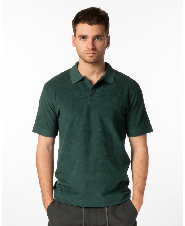Deep Green Cotton Towelling Polo Shirt