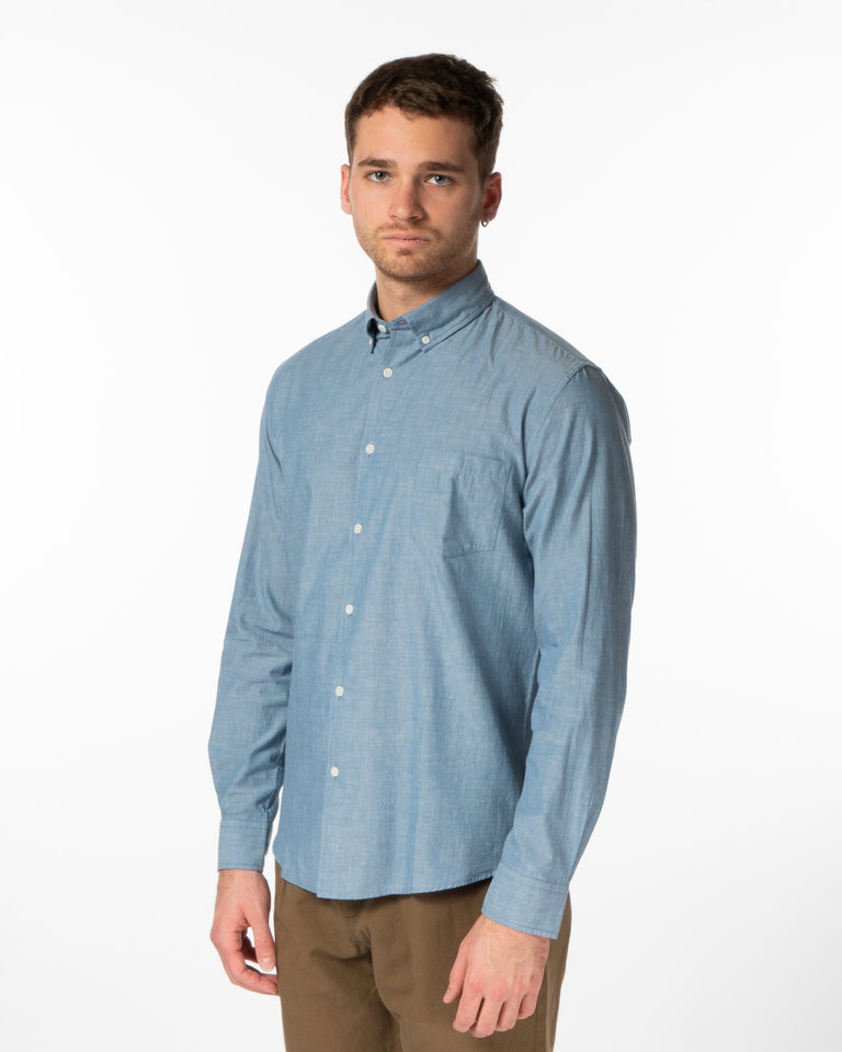 Sunspel Chemise Chambray Bleue