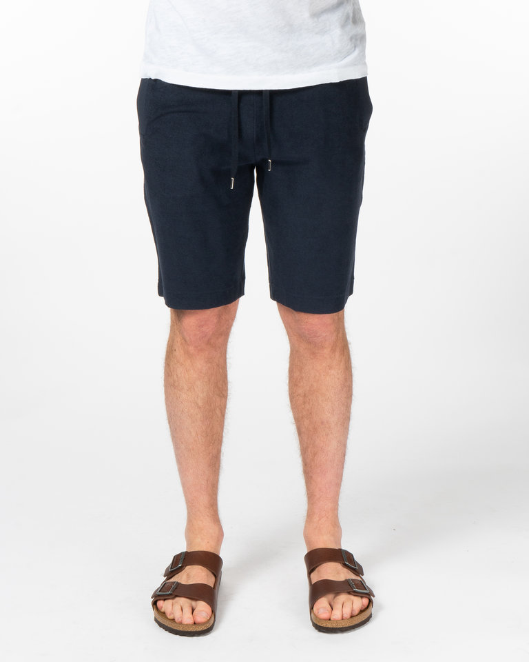 Sunspel Navy Cotton Towelling Shorts