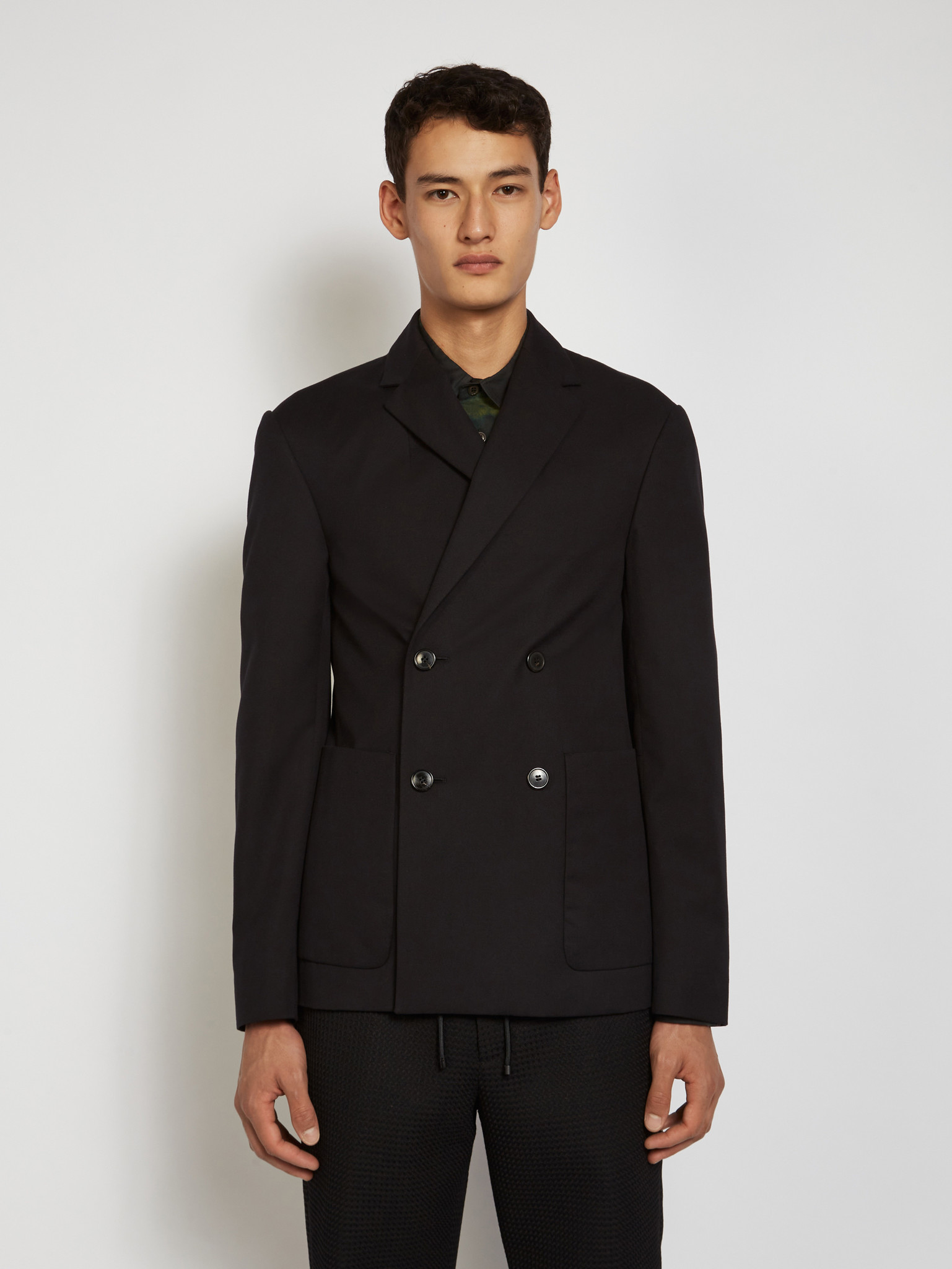 Dries Van Noten: Black Double-Breasted Blazer, Men's Designer Clothes