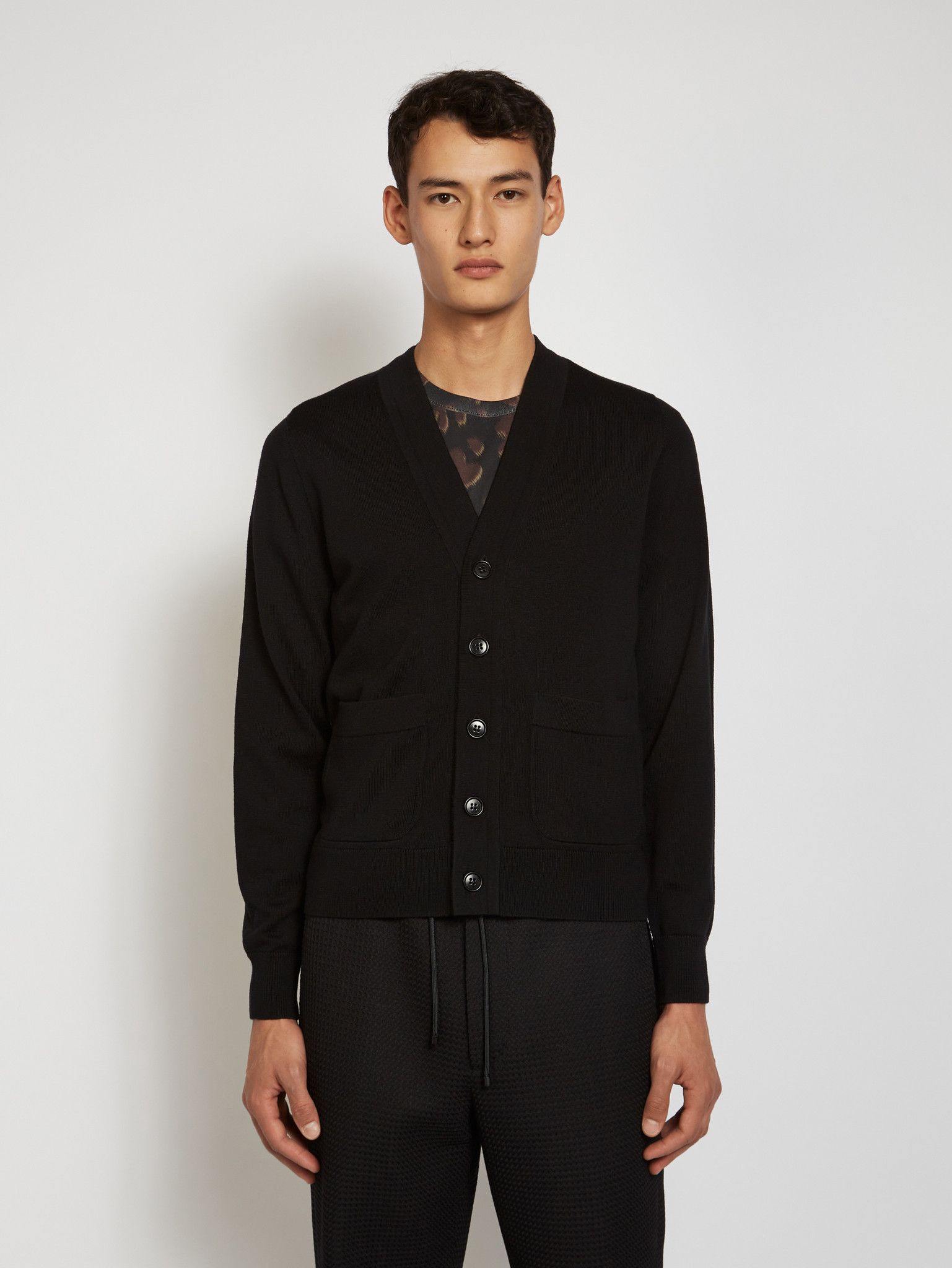 Dries Van Noten Black Button Cardigan