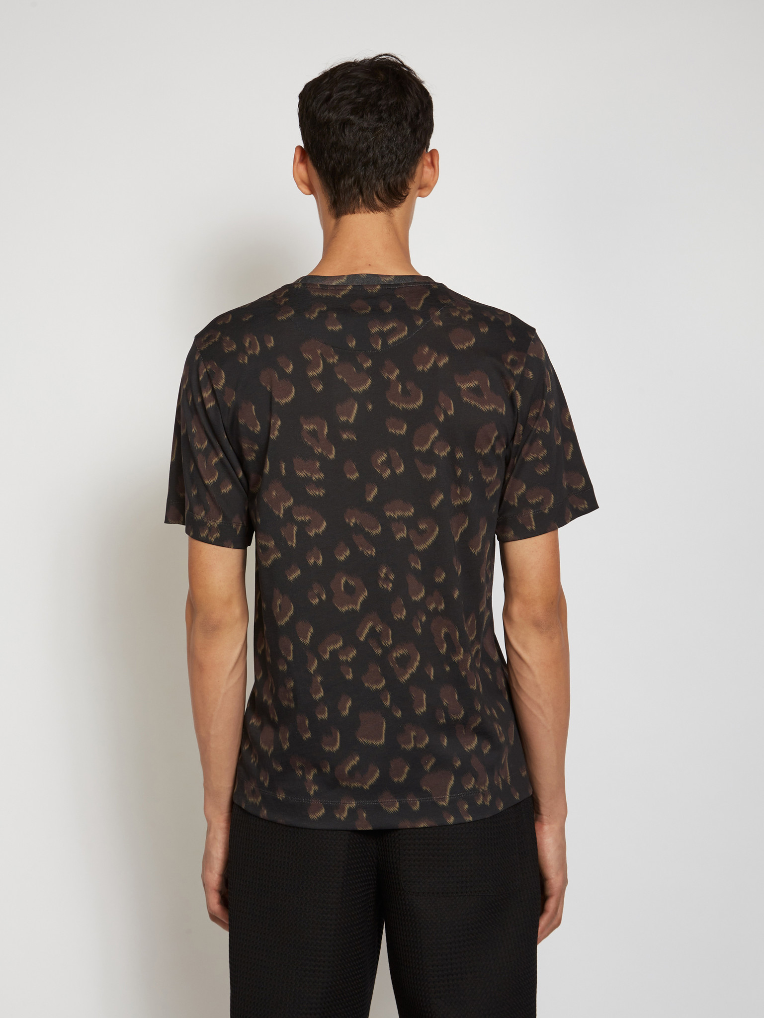 Dries Van Noten: Black Leopard T-shirt | Men's Designer Clothes