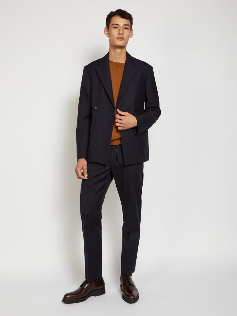 Dries Van Noten Navy Striped Double-Breasted Blazer