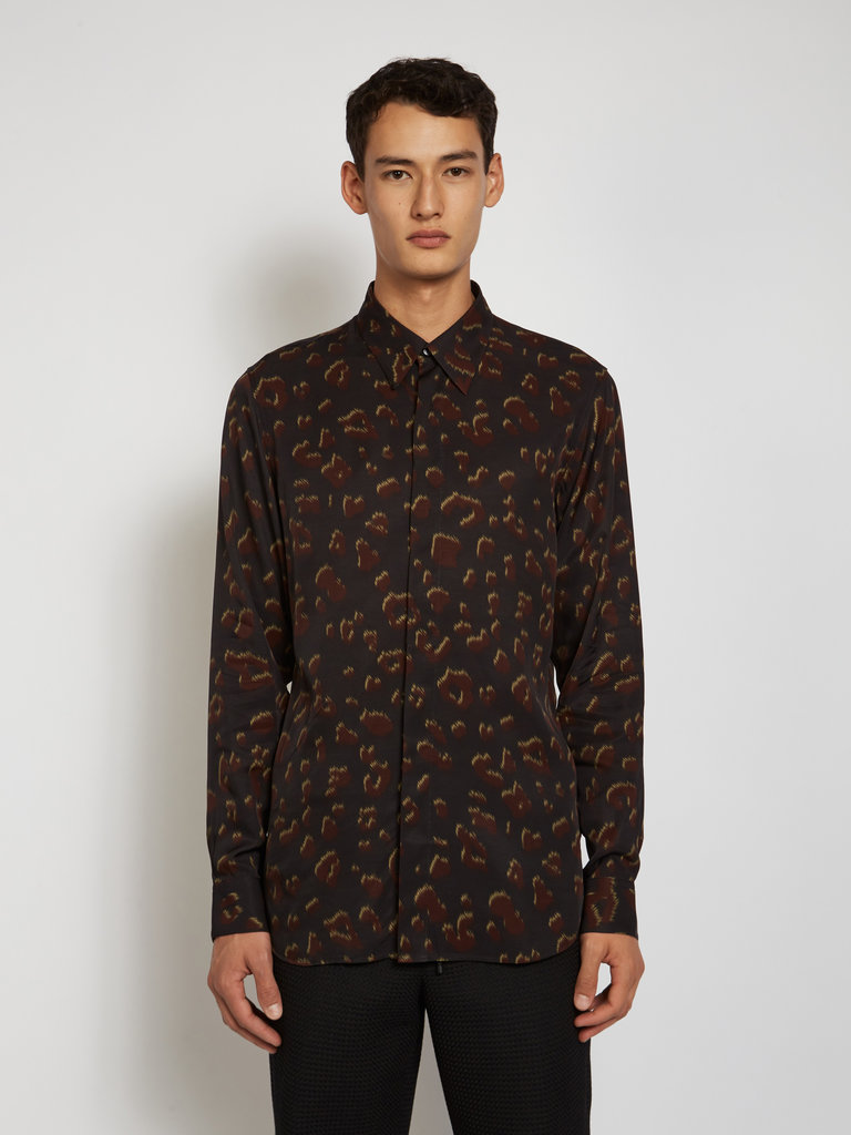 Dries Van Noten Black Leopard Classic Shirt