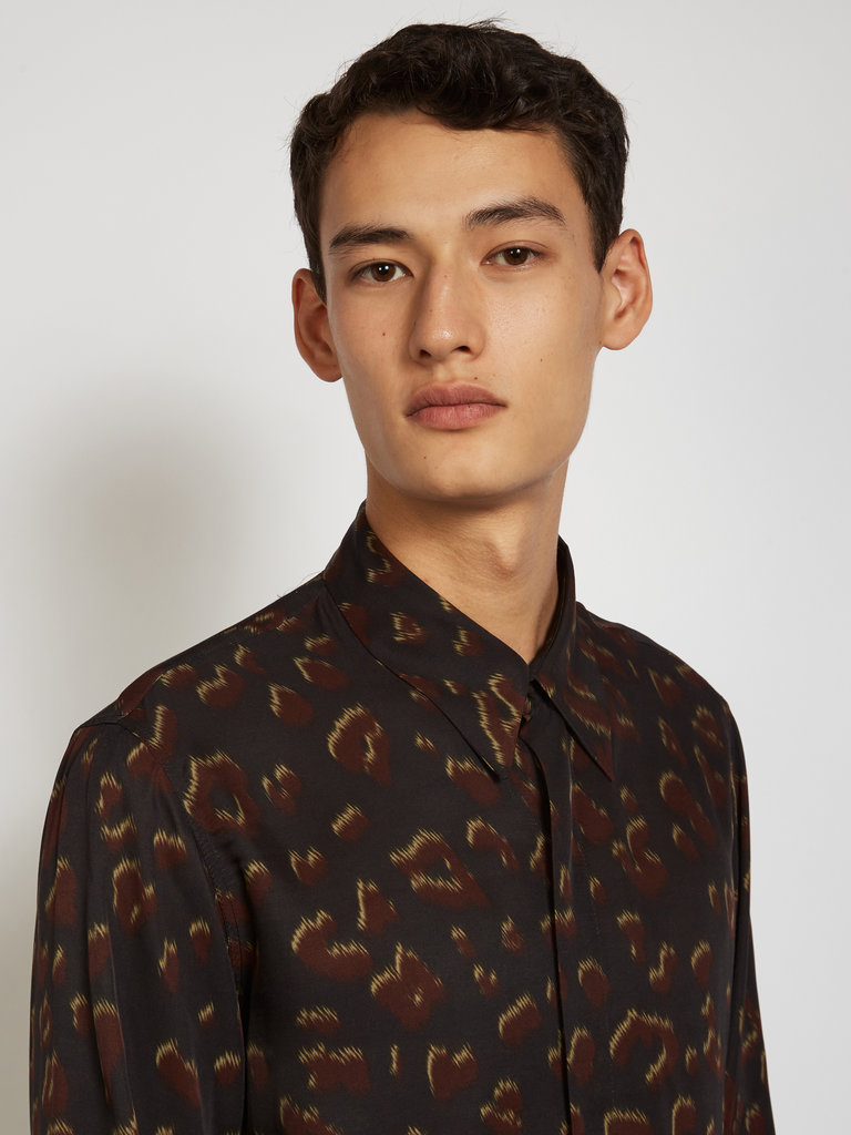 Dries Van Noten Black Leopard Classic Shirt