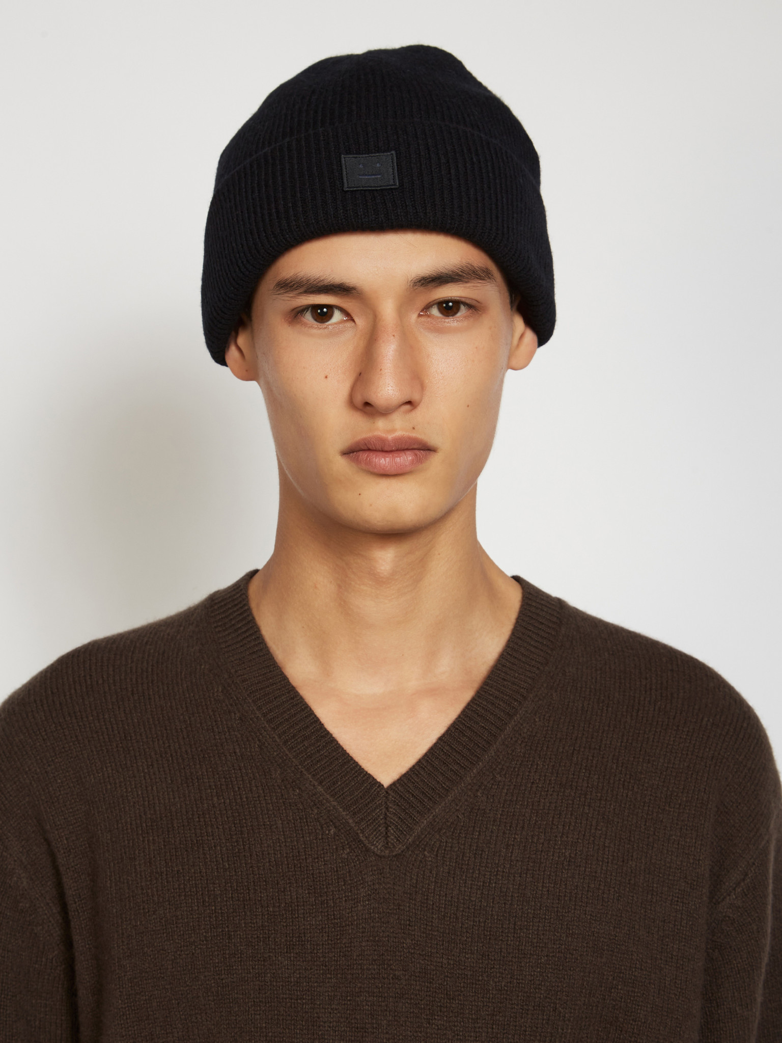 acne studios rib knit beanie hat black