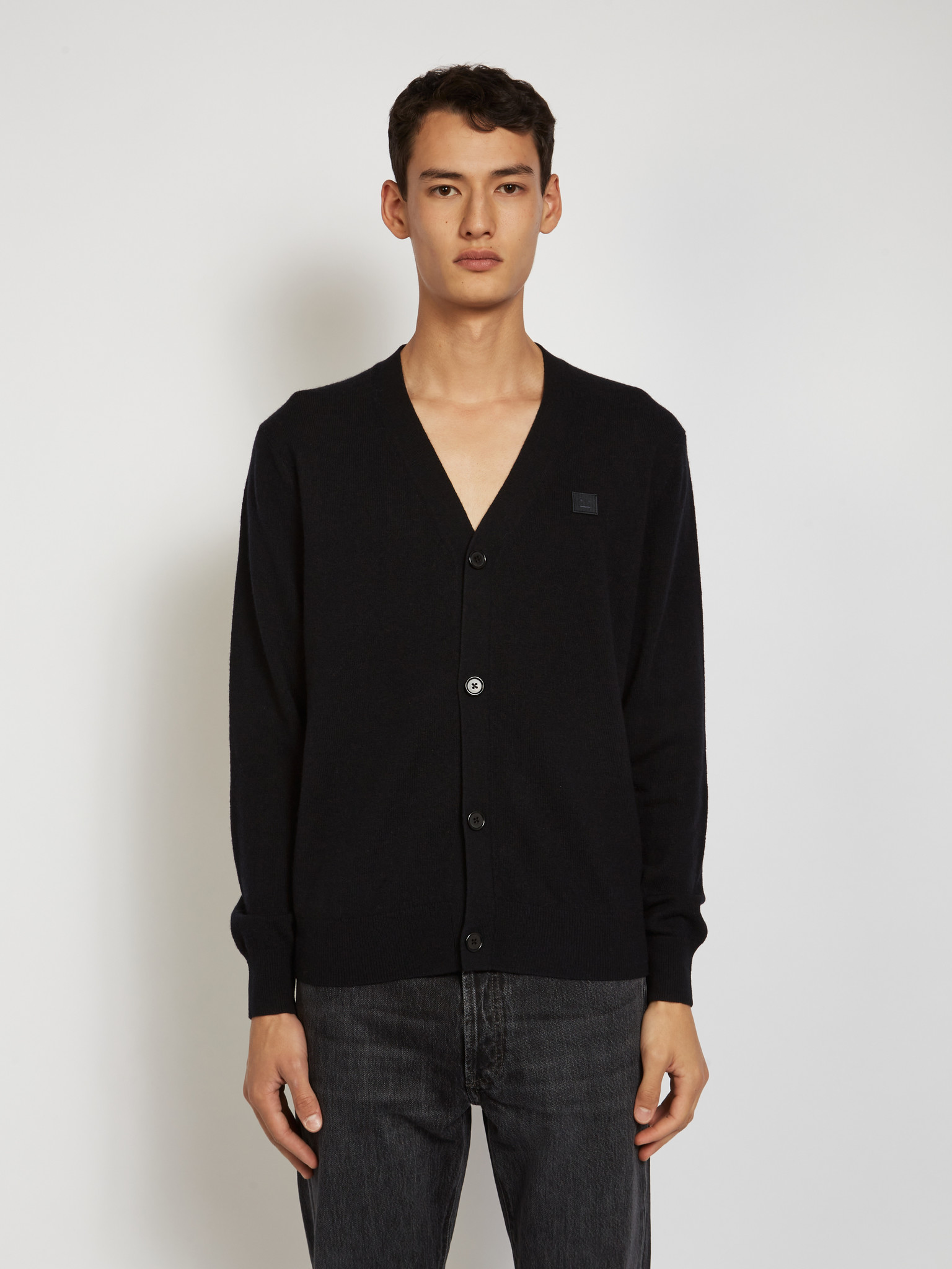 Acne Studio: Black Smile Cardigan | Men's Designer Clothes