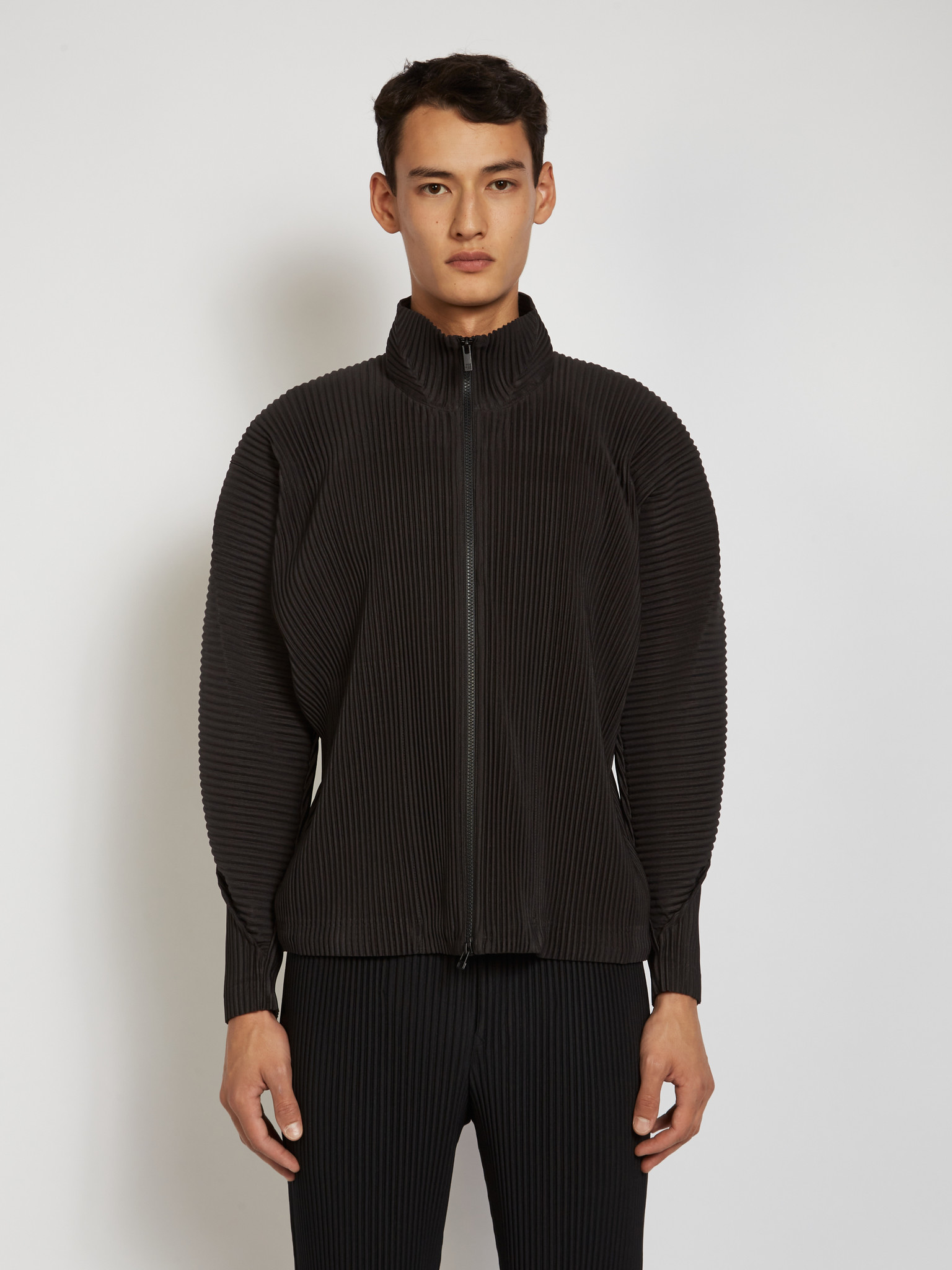 Homme Plisse Issey Miyake: Black Arc Jacket | Men's Designer