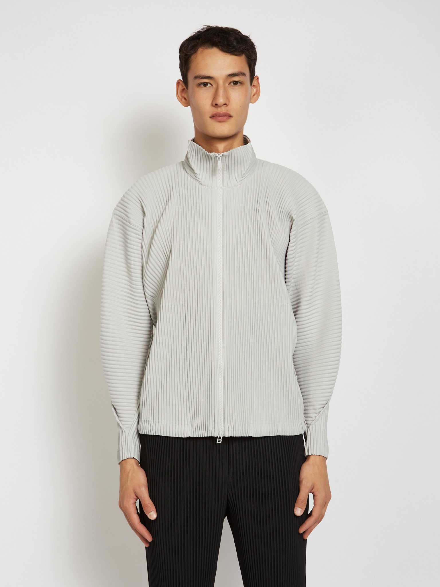 Homme Plissé Issey Miyake: Grey Arc Jacket