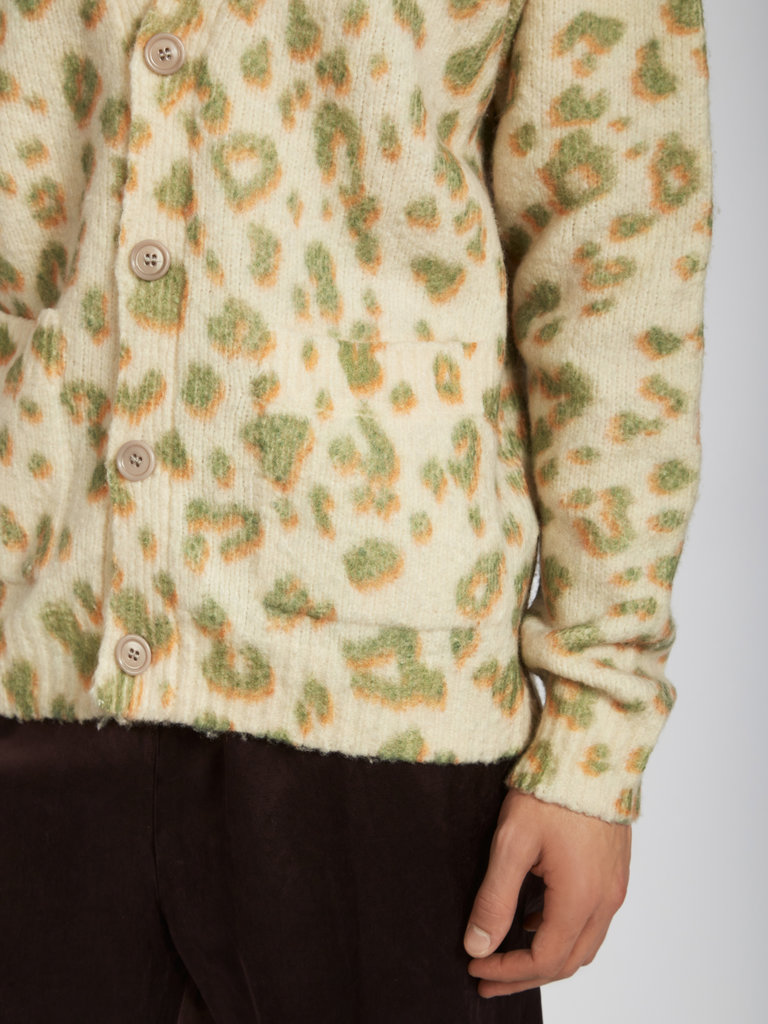 Dries Van Noten Beige Leopard Cardigan