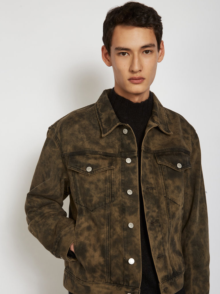 Dries Van Noten Khaki Tie Dye Denim Jacket