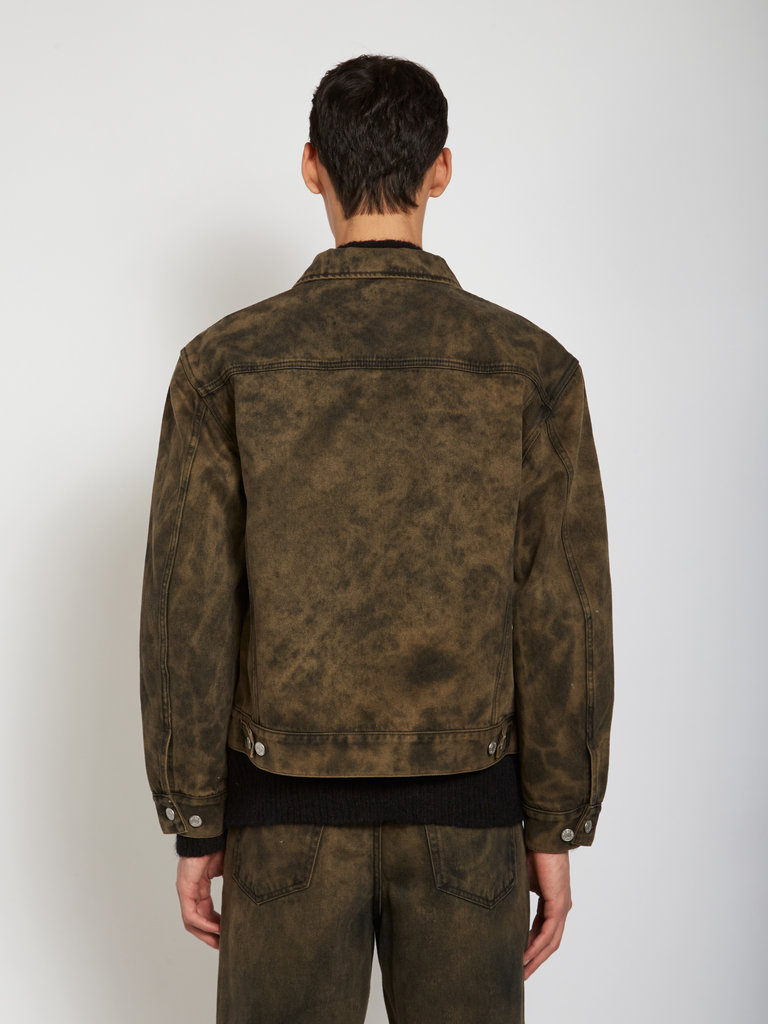 Dries Van Noten Khaki Tie Dye Denim Jacket