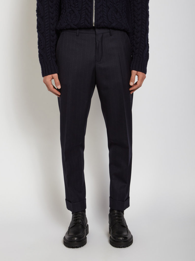 Dries Van Noten Pantalon Rayé Marine