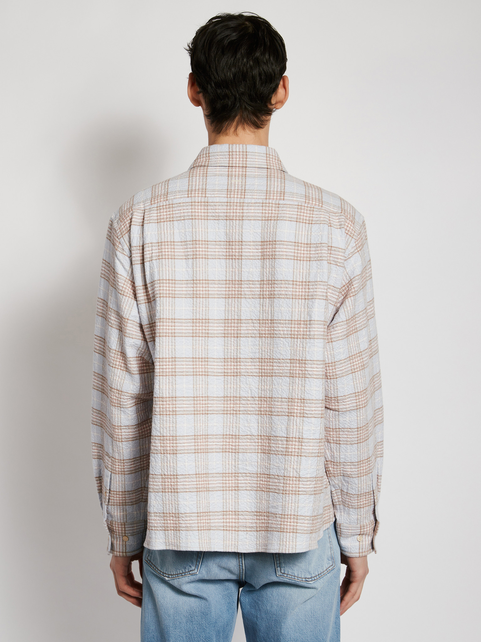Acne Studio: Pale Blue / Pink Squared Plaid Shirt | Men's Designer
