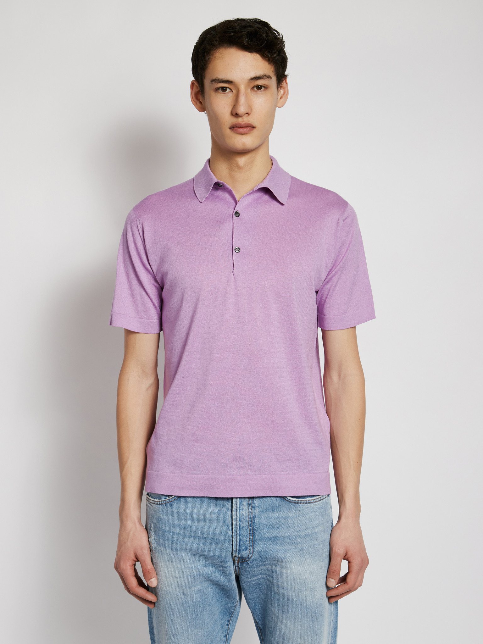 John Smedley: Lilas Mycroft Welted Polo-Shirt | Men's Designer