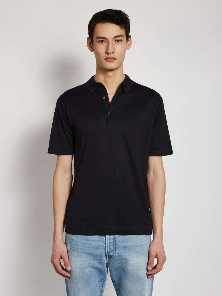 John Smedley Polo Mycroft Cousu Bleu Marine