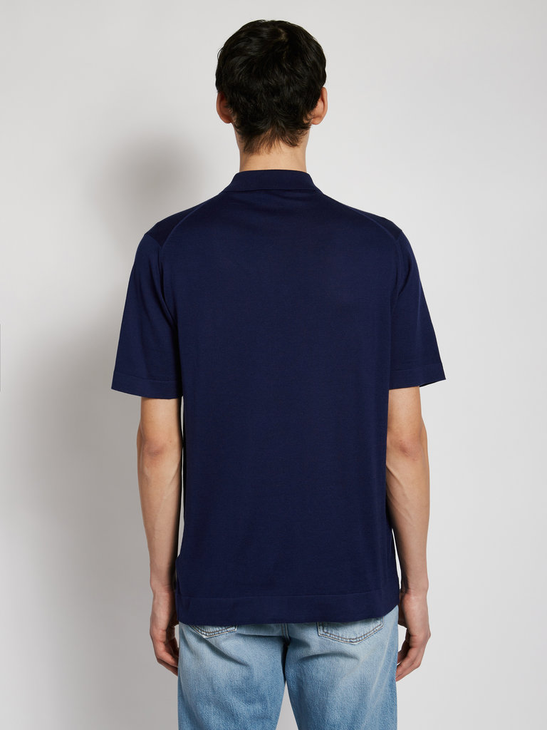 John Smedley Blue Mycroft Welted Polo-Shirt