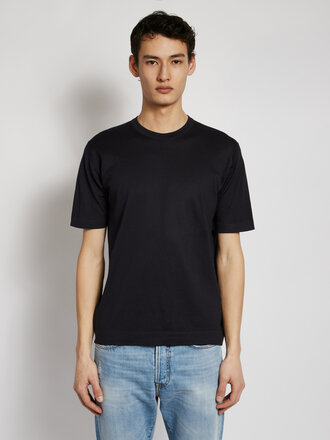 John Smedley Navy Lorca Welted T-Shirt