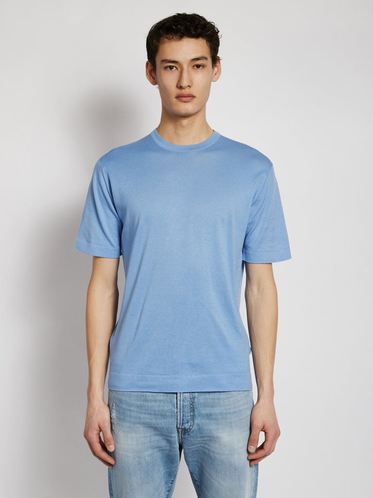 John Smedley T-Shirt Lorca Cousu Bleu Pâle