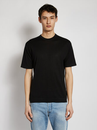 John Smedley Black Lorca Welted T-Shirt