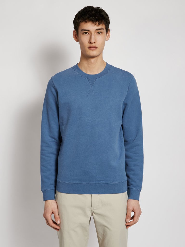 Sunspel Blue Cotton Loopback Sweater