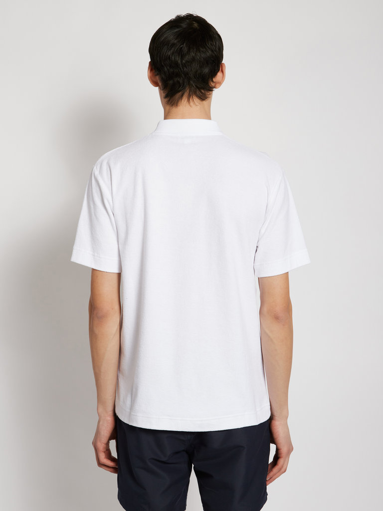 Sunspel White Cotton Towelling Polo Shirt