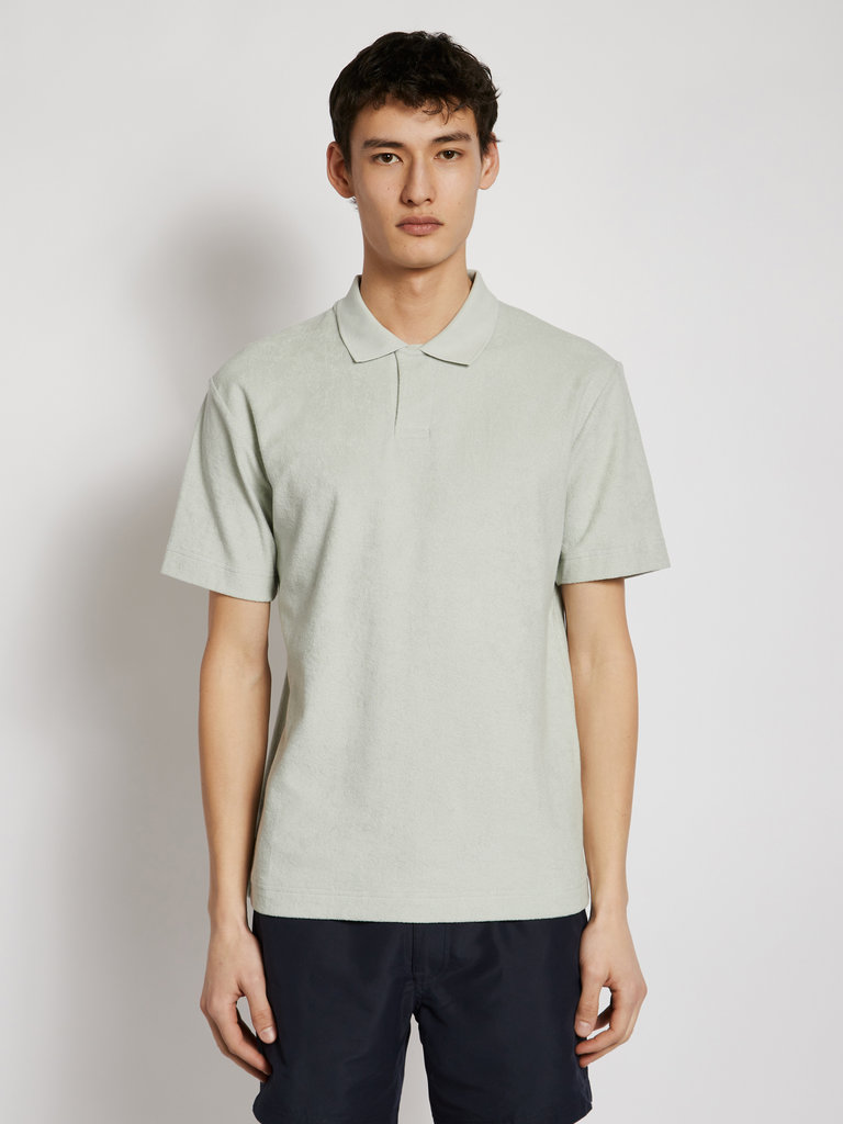 Sunspel Mint Green Cotton Towelling Polo Shirt