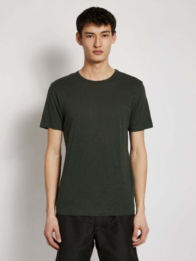 Sunspel Dark Green Linen T-shirt