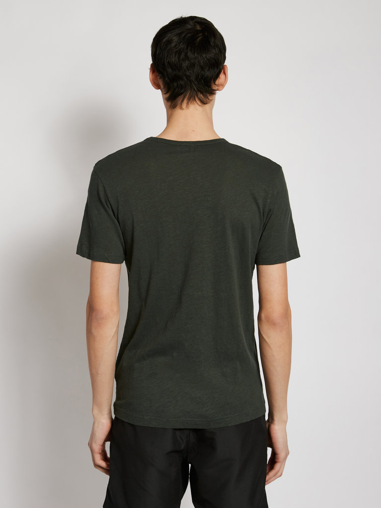 Sunspel Dark Green Linen T-shirt